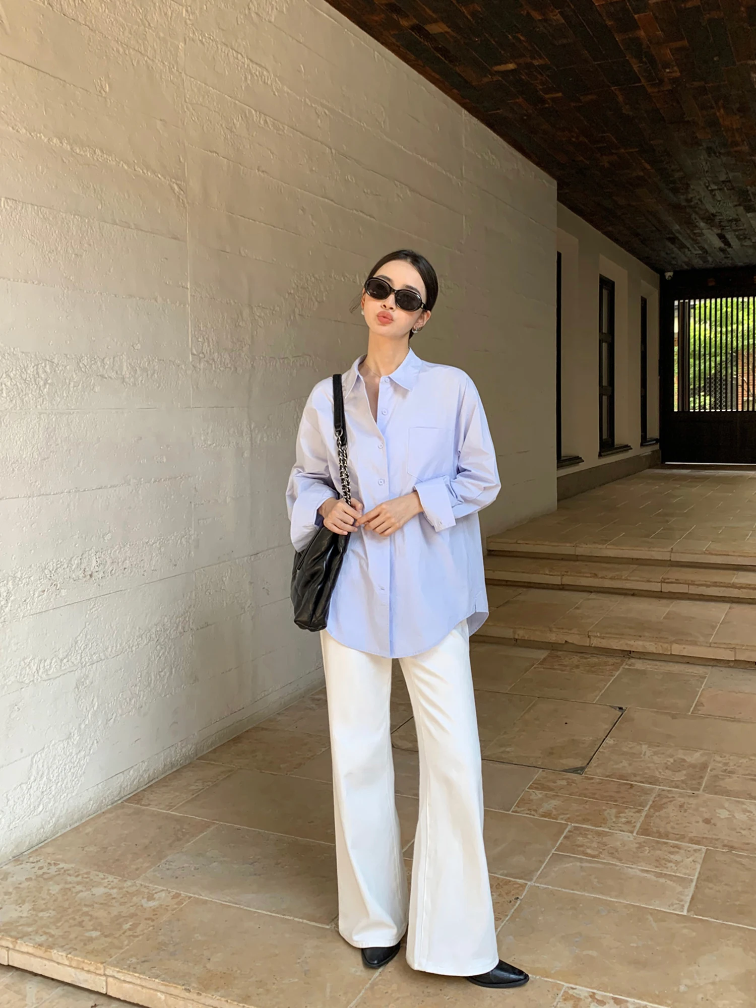 

Пумешанные широкие джинсы с высокой талией, женские свободные утягивающие прямые длинные брюки, осенние высокие модные сенсации белого цвета