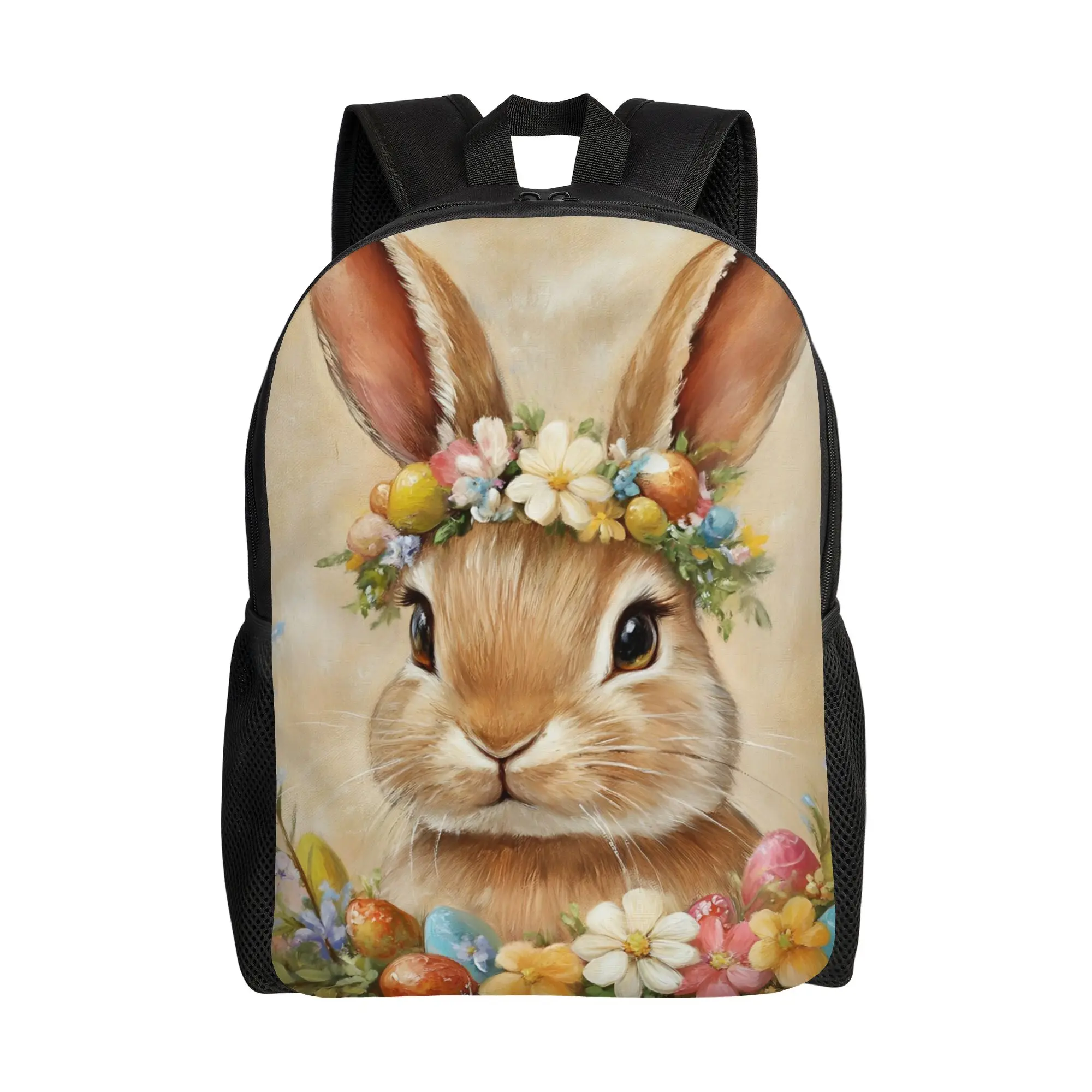 

Flower Eggs Easter Bunny Fashion Backpack Sports Student Work Daypack for Men Women Laptop Computer Shoulder Bag