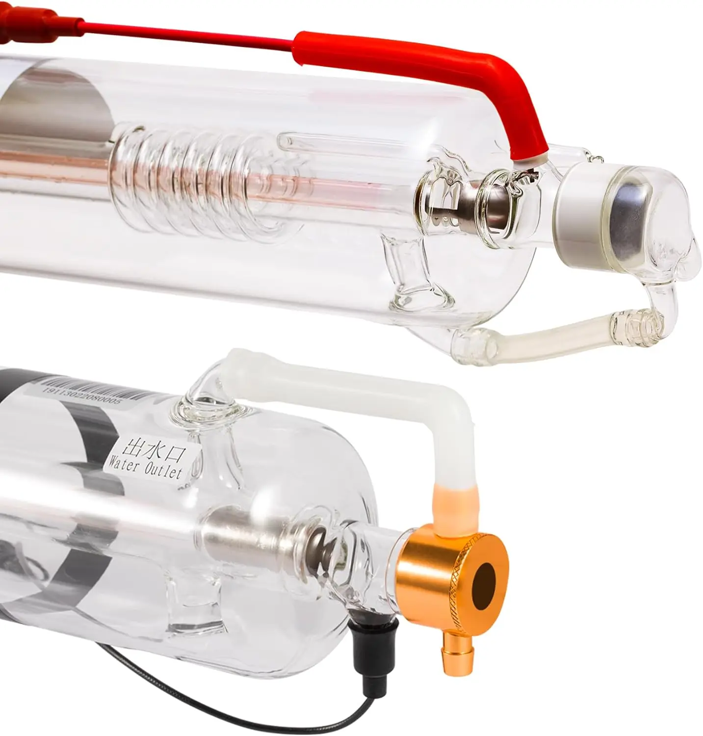 

CO2 Laser Engraver Tube 35 45 Watt 40W 720mm Length 50mm Diameter Metal Head Preconnected Cable Coating
