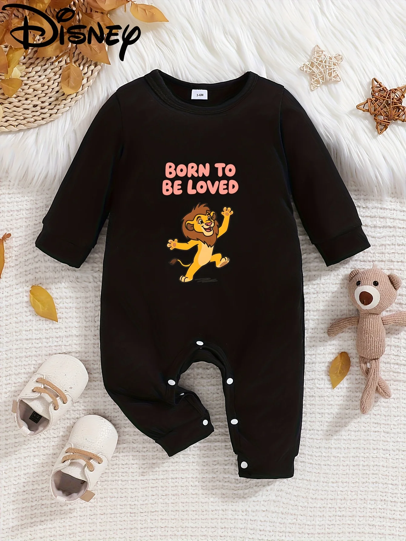 

[Authorized] Disney the Lion King Baby Long-Sleeve Romper, Cute Pattern Print, Round Neck, Soft and Comfortable, Machine Washable, Suitable for All Seasons, Suitable for Outdoor Wear