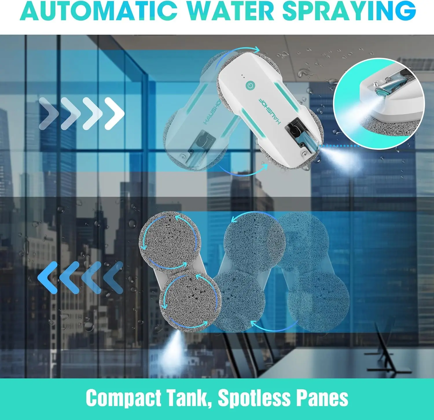 Robot Window Cleaner with 3800Pa Suction, Auto Water Spray, AI Path Planning & Edge Detection, Remote Control for High-R