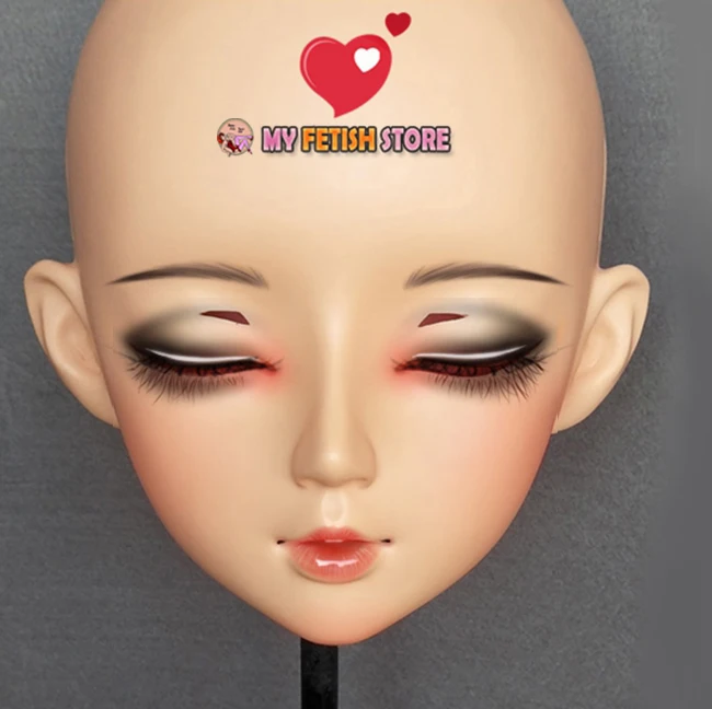 (Mian-0) mujer dulce chica resina media cabeza Kigurumi BJD ojos Crossdress Cosplay Anime japonés papel máscara de Lolita con ojos y peluca