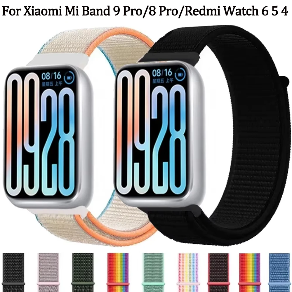 

Nylon Loop Bracelet for Xiaomi Mi Band 9 Pro/Band 8 Pro Adjustable breathable wristband for Redmi Watch 4 5 6 Strap Accessories