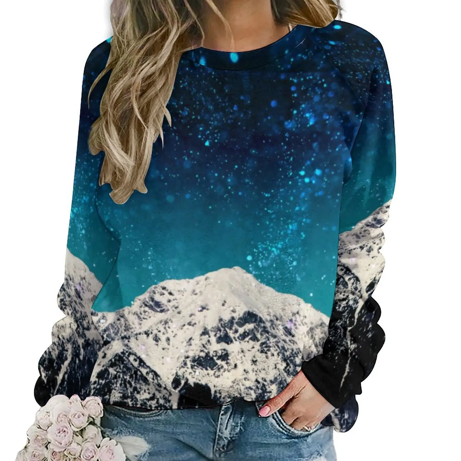 Dreamy Starry Casual Hoodies Galaxy Mountain Retro Custom Hoodie Autumn Long Sleeve Harajuku Oversized Sweatshirts Gift