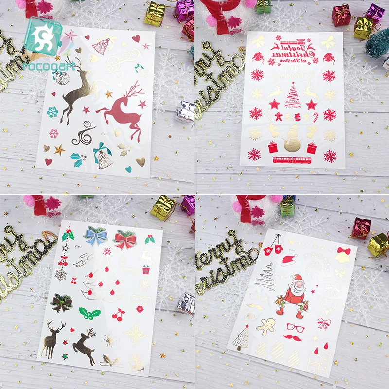 

2 Чжан Новый Наклейки Татуировки Металла Временные Татуировки Наклейки Водонепроницаемый Праздник Рождество Татуировки Наклейки