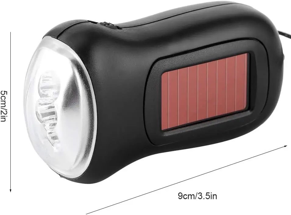 Hand Crank, Solar Powered Rechargeable Flashlight LED Dynamo Torch Emergency Supplies High Energy Conversion Portable Bright Fla