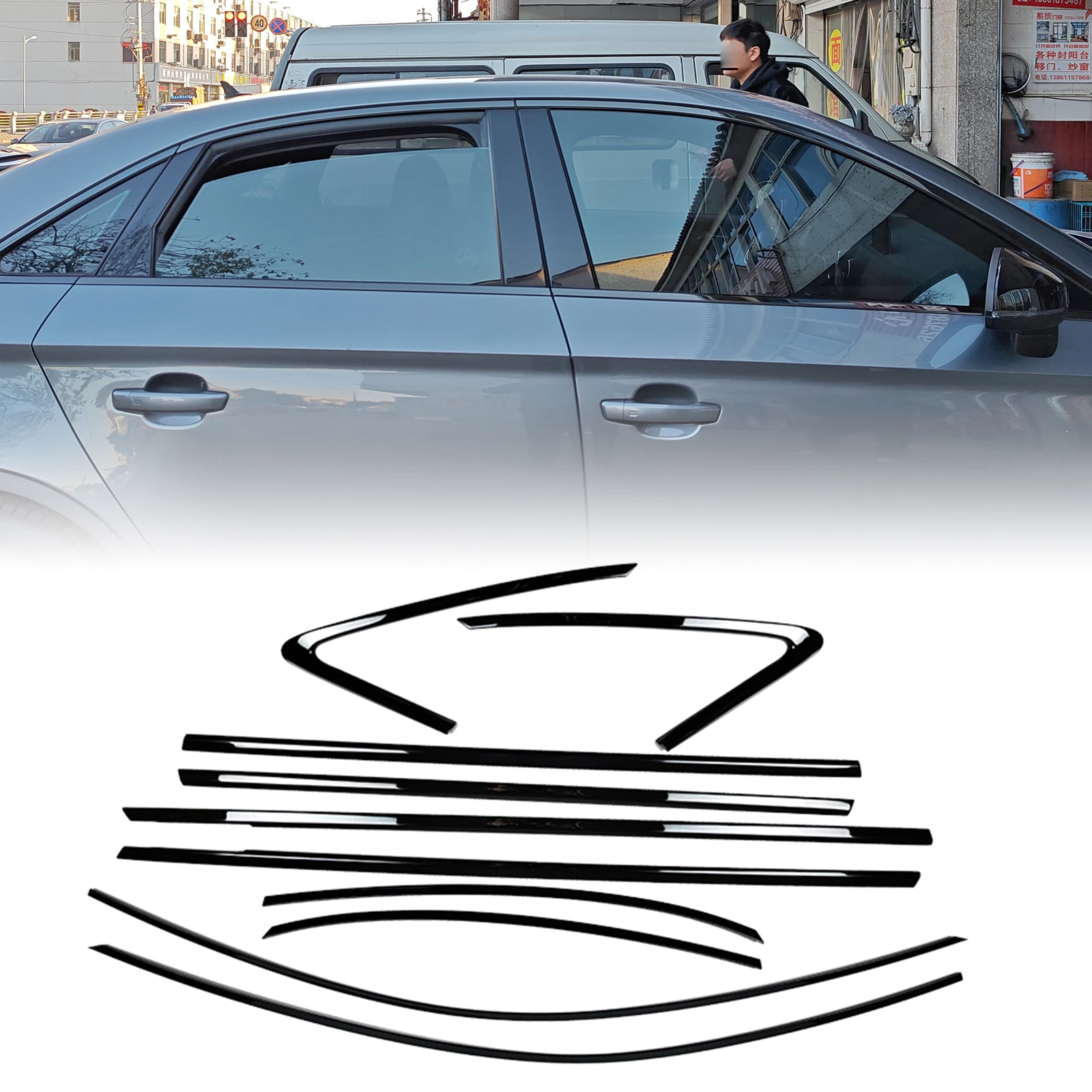 Glanzend Zwart Buitenkant Raam Trim Strip Tochtstrip Voor Audi A3 S3 Sedan 2015-2020 4 Deur Afdichting Molding beschermhoes Styling - afbeelding 1