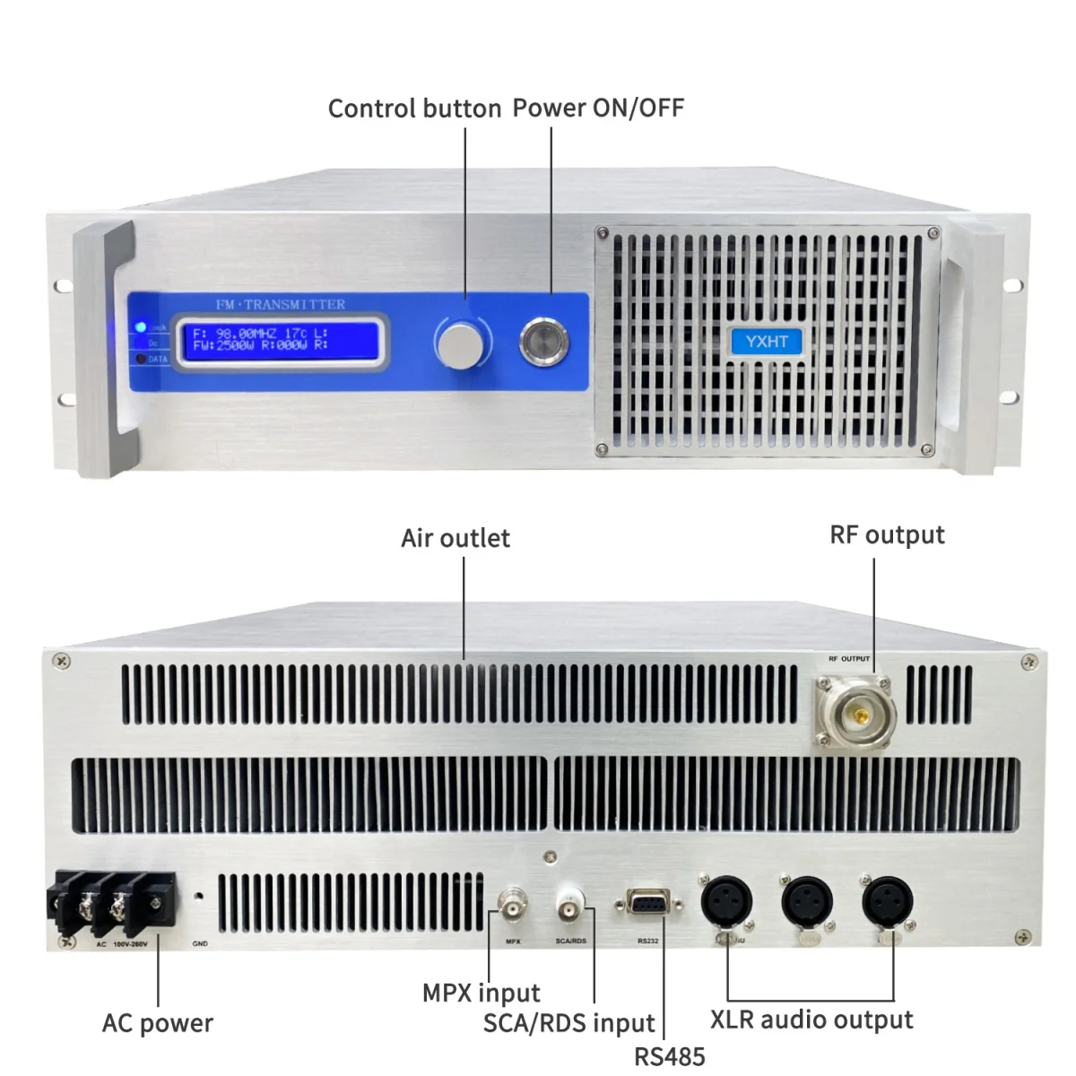 School YXHT-1, 2KW(2000W) FM Transmitter, Sports Meeting PA, Broadcast Level, Strong Signal, Easy Install view 6