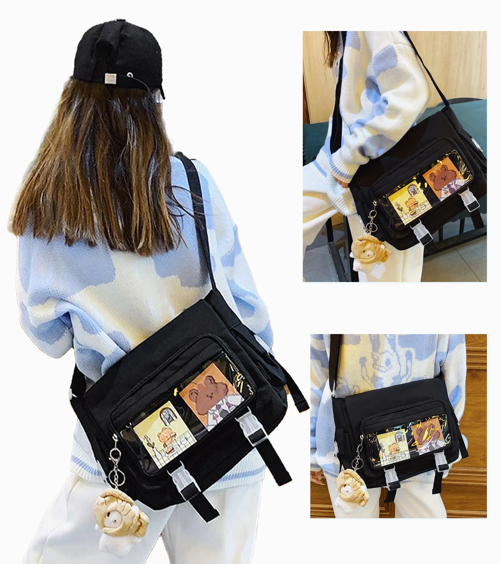 Ita Tas Japanse Stijl Harajuku Solide Crossbody Messenger Tas Schoudertas Voor Dagelijks Gebruik, Schooltas, Cosplay