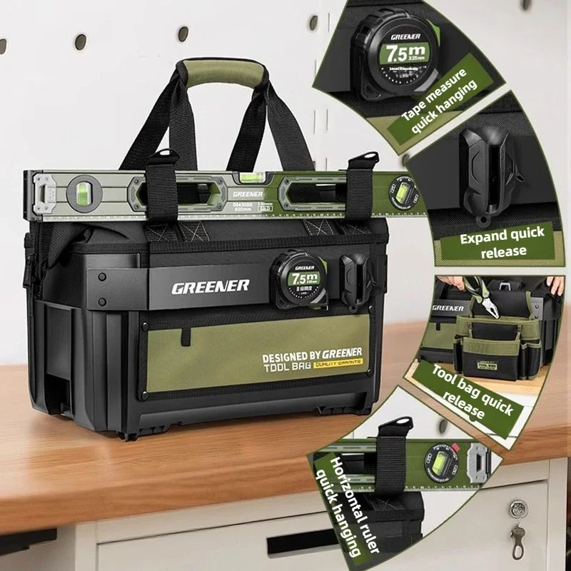 Electrician Tool Storage Bag Portable Durable Toolkit Waterproof Hardware Heavy Duty Tools Organizer Tool Kit With Quick Hanging