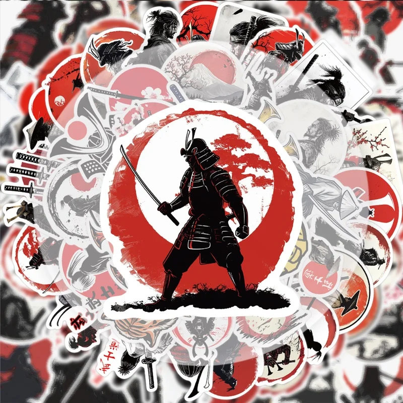 50 Samurai-Graffiti-Aufkleber, lebendige Aufkleber, mehrere Stile ohne Duplizieren, geeignet für Wasserflaschen, Laptops, Koffer, Skateboards, Gitarren, Partydekorationen