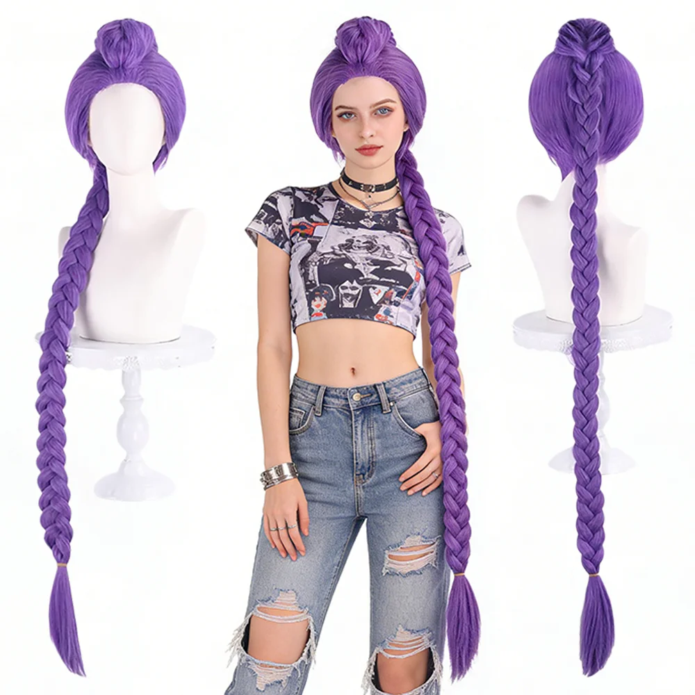 

Rumi Professional Cosplay Wig Set Purple Full Coverage Wig Base+47" Braided Claw Ponytail 2PCS Set For Halloween Comic Con Party