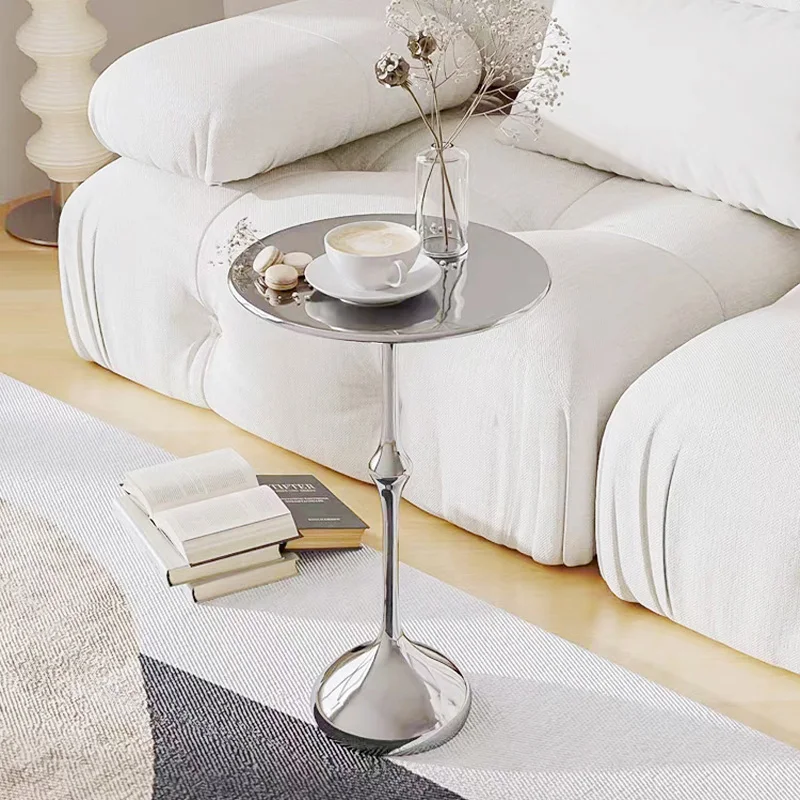 

Corner Table Advanced Sense Modern Living Room Household Small Round Table Creative Sense 304 Stainless Steel Edge Table