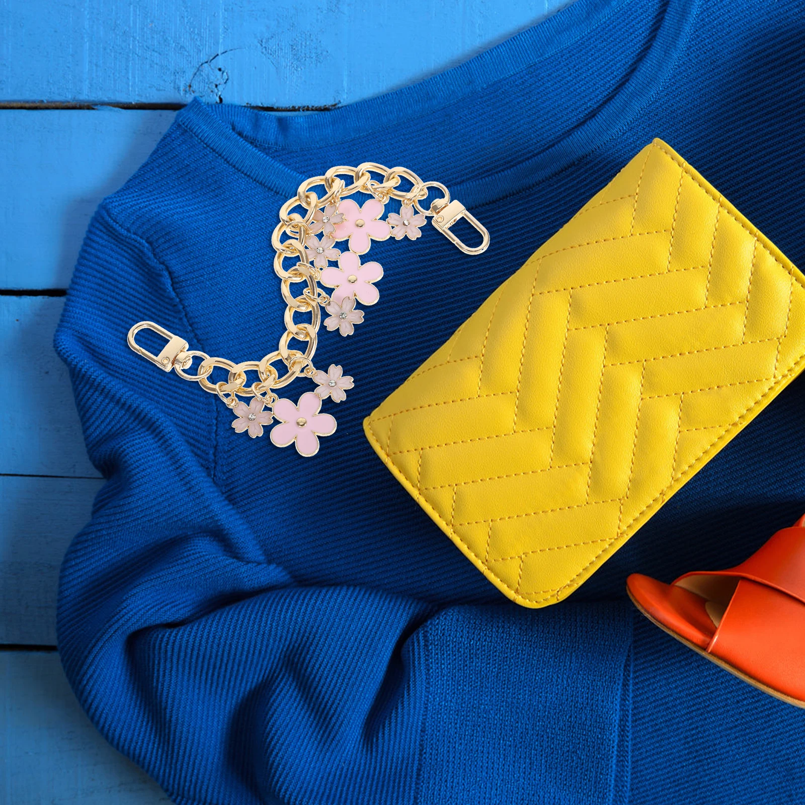 Chaîne de sac à fleurs en alliage, extension de sangle de sac à main, crochet pivotant, remplacement de sac à main, breloque décorative, accessoire de portefeuille, chaîne pour sac à main