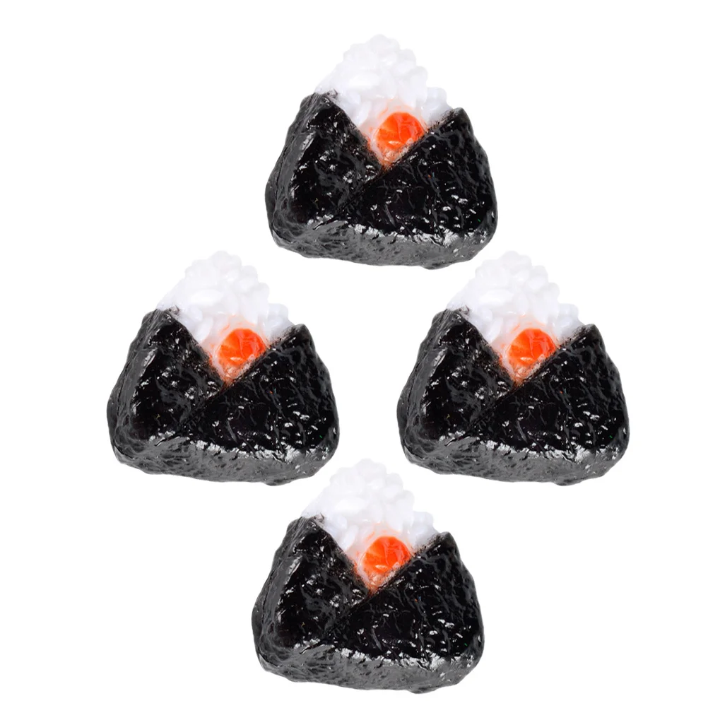 

4Pcs Simulated Japanese Mini Rice Ball Triangle Seaweed Snacks for Mini Food Decor Photo Prop Miniature Display Food