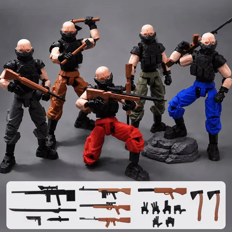 Police Scar-Faced Mercenary Action Figure 3D Printed Luck 13 Dummy DIY Assembly Model Joints Movable Special Forces Figure Toy