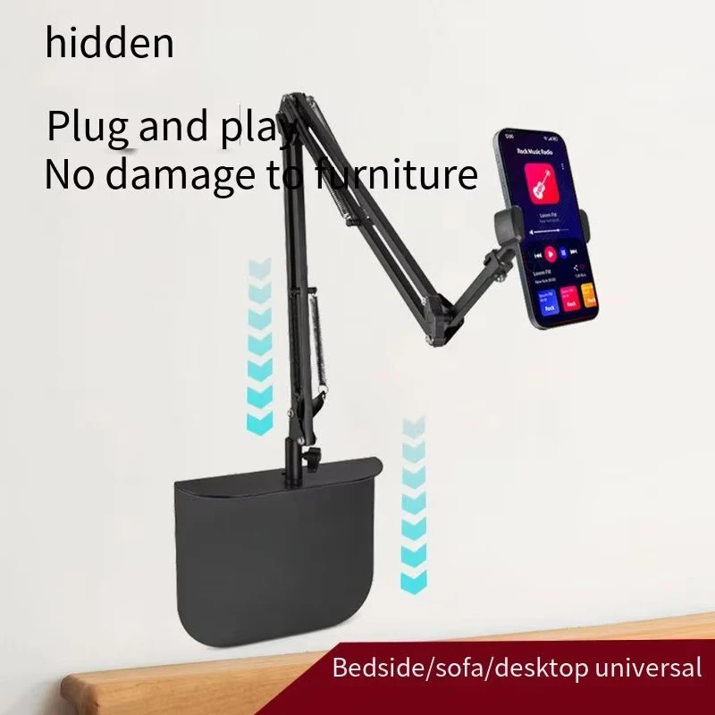 Aluminum Foldable Arm Tablet Stand 360° Rotatable Phone Holder Stand Adjustable Desk Bedside Tablet Mount for 4.7"-13"