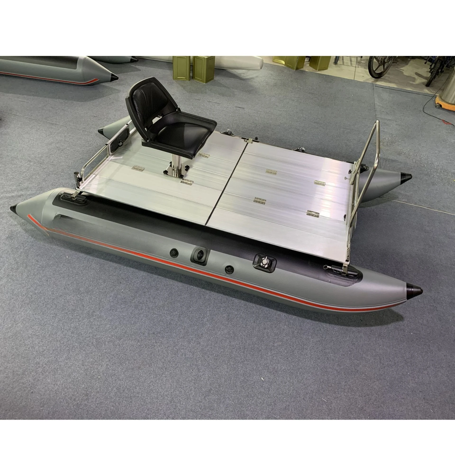 قارب الاعتداء، منصة سبائك الألومنيوم، كاتاماران، مطاط، صيد السمك، مقعد سميك، قابل للنفخ، قارب سريع