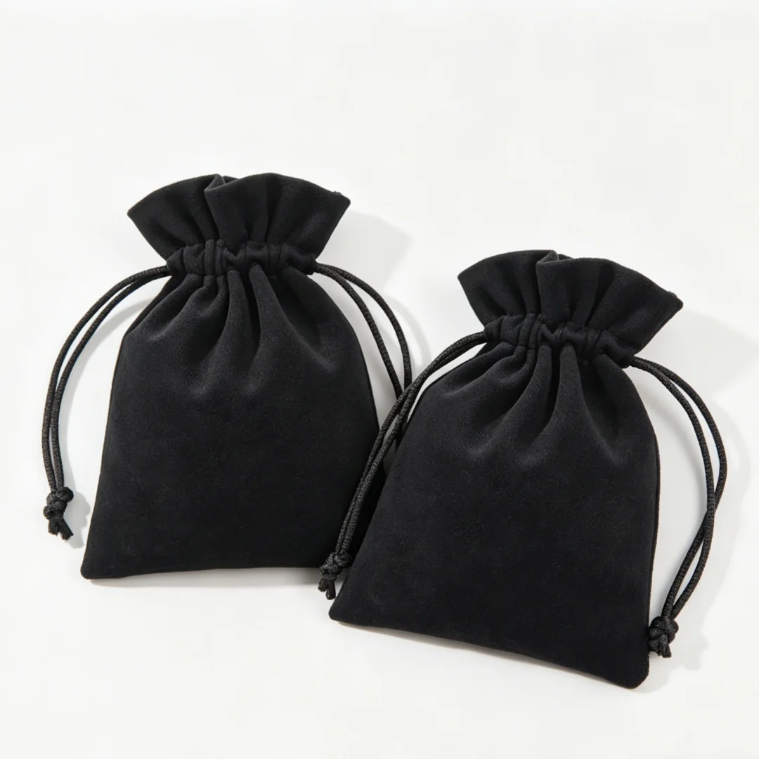 10個入り ブラックベルベット製巾着袋 ソフトジュエリー収納 - Velvet Jewelry Box のレビューと価格