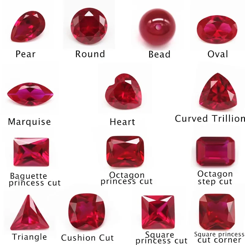 8A Natural Ruby Faceted Octagon Princess Cut Lab Grown Gems 4X6mm-13x18mm Red Loose Stone Gemstone for Jewelry Making