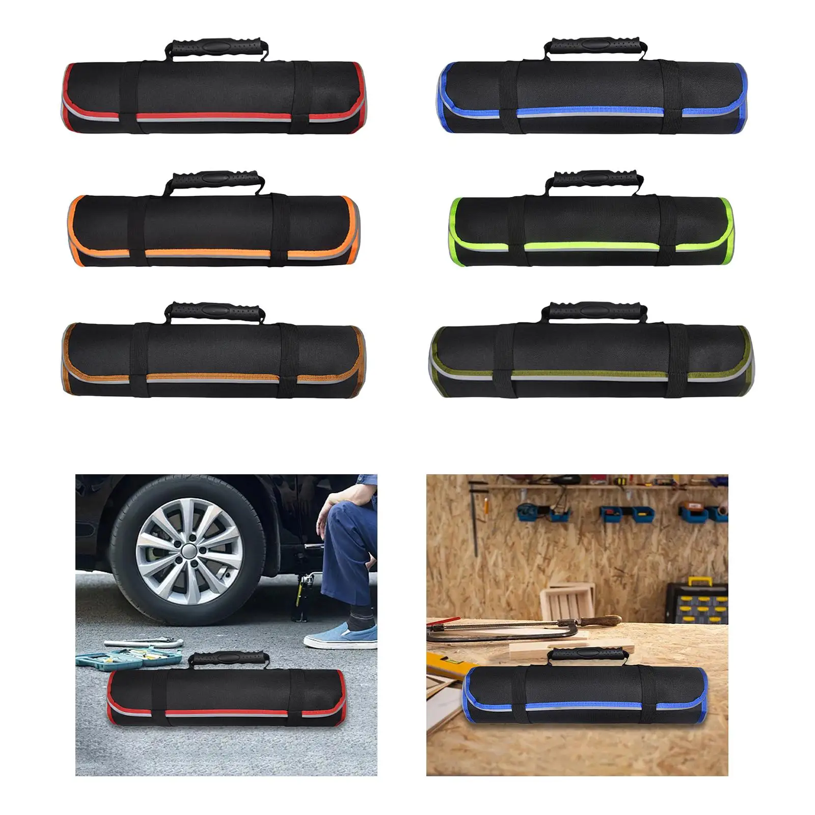 Borsa Organizer per riporre gli attrezzi arrotolabile con bordo riflettente per meccanico