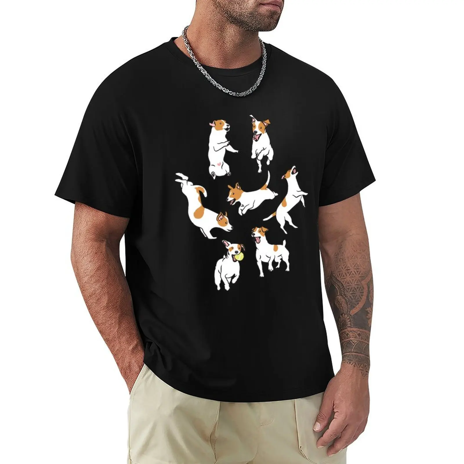 

Playing Jack Russell Terrier - Black Background T-Shirt Utility Casual Work T-Shirt