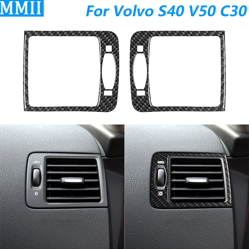 For Volvo S40 V50 2004-2011 C30 2006-2013 Carbon Fiber instrument Both Sides Air Outlet Vent Panel Cover Car Accessories Sticker