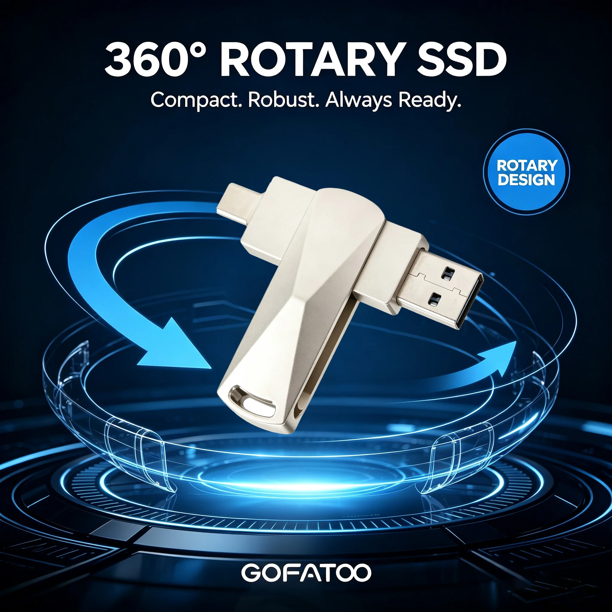 GOFATOO 460MB/s High Speed USB 3.2 Gen1 Flash Drive Metal Type-C U Disk Memory Stick for PC Phone Laptop Data Transfer