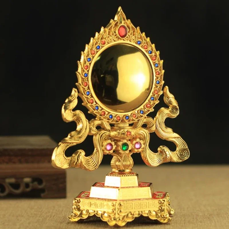 house bronze mirror ornaments enamel quasi-lift Buddha Bodhisattva Feng Shui bronze mirror Tibetan instrument