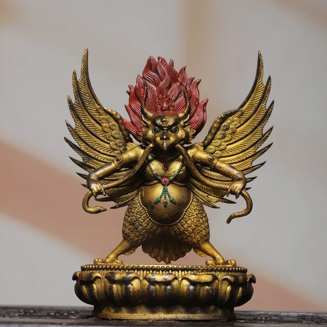 Tibetan Buddhism Garuda Golden Winged Great Peng Statue Protector Bird Sculpture Home Shrine Decor Statues for Decoration