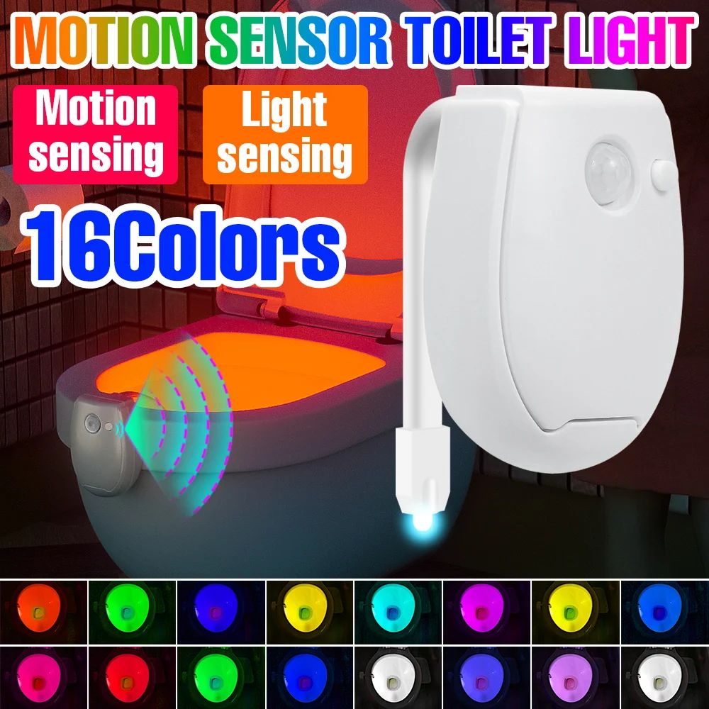 LED Toilet Lamp 7 Colors PIR Motion Sensor RGB Bathroom Backlight Indoor Atmosphere Nightlight Home Washroom Decor Lighting