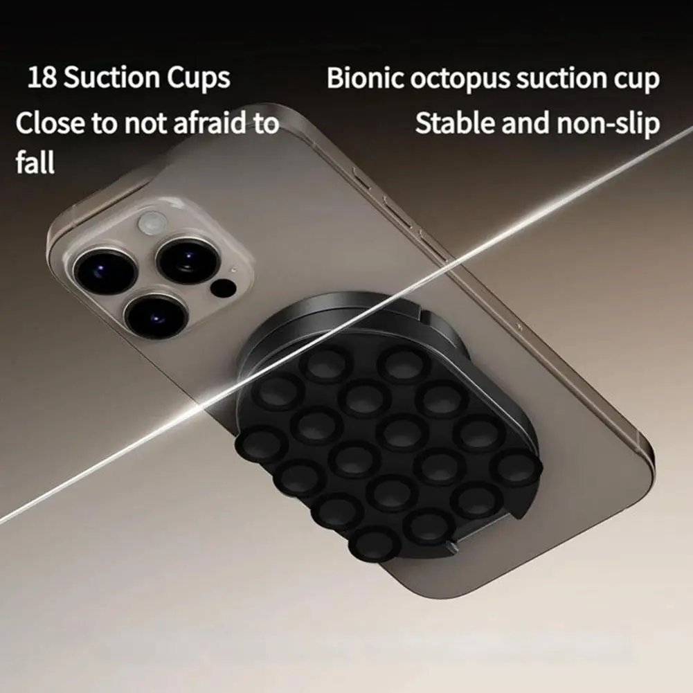 Magnetic Suction Cup Phone Mount 3-in-1 Foldable Desktop Support for Live Streaming and Lazy Bedside Stand for Smartphone
