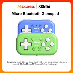 8Bitdo Micro Bluetooth Gamepad Pocket-sized Mini Controller for Switch1/2, Android,iOS,and Raspberry Pi, Supports Keyboard Mode