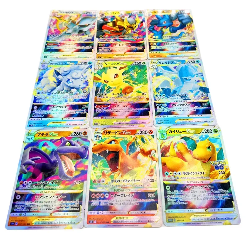 Juego de cartas coleccionables de Pokémon, set de 9 unidades, Charizard, Dragonite, Glaceon, Leafeon, Alola, Vulpix, aerodáctilo, Lucario, regalo de Navidad