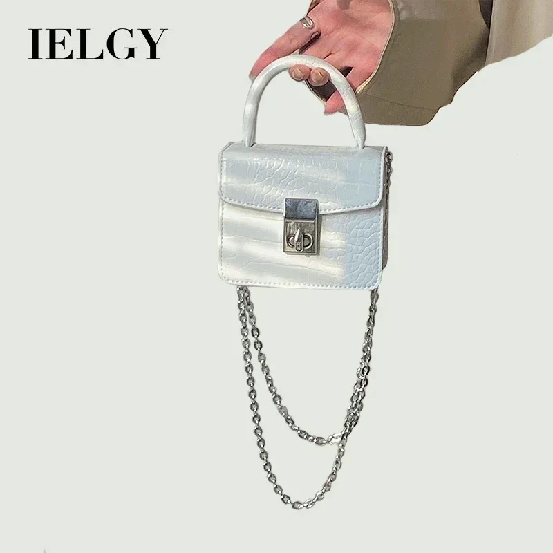 IELGY niche high-end lock square crocodile pattern fashion chain crossbody bag