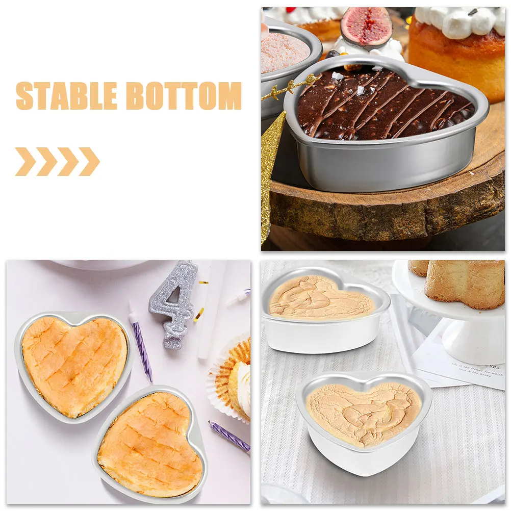 

Heart Shaped Mold 4 Inch Removable Bottom Baking Pan Cake Molds For Baking Tin Smooth Surface Reusable Gifts