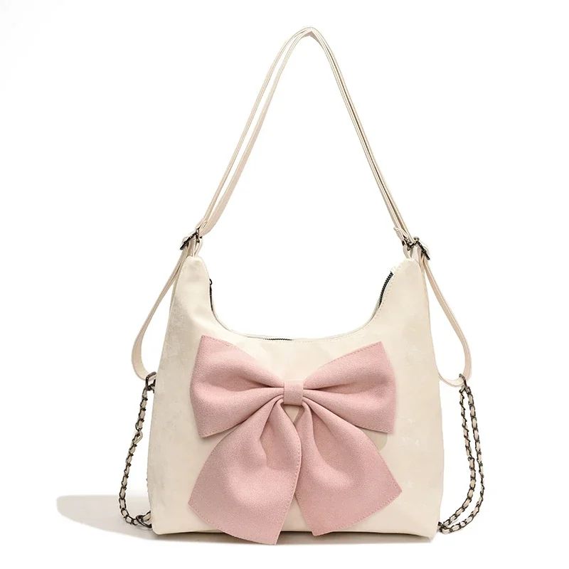 

Zipper PU Large Capacity Women's Shoulder Bags 2024 Versatile Simplicity Bow Contrasting Color Crossbody Bags Bolso Mujer
