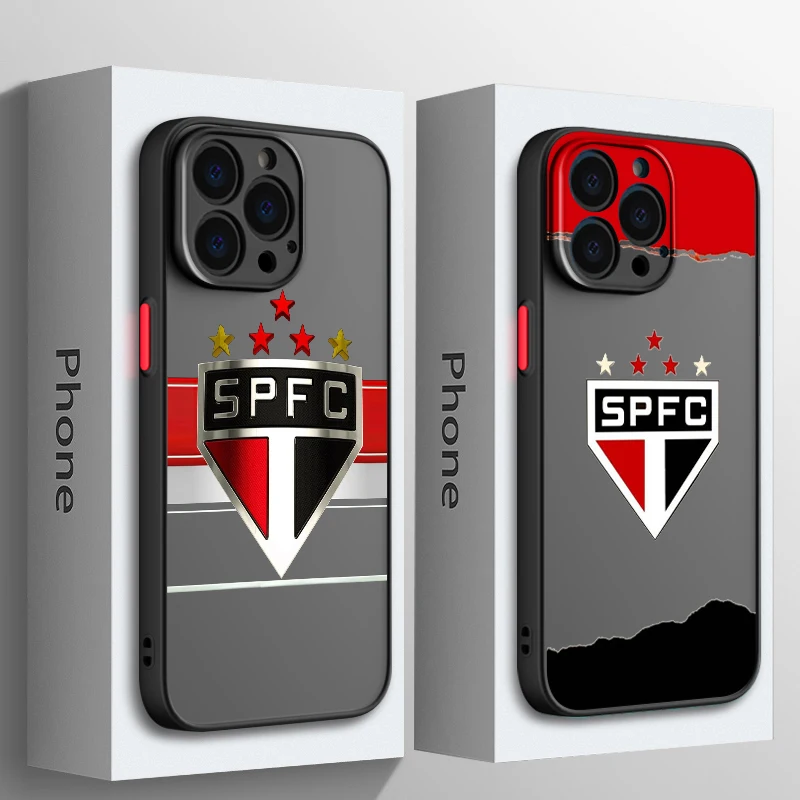 Club S-SAO-Paulo FC For Apple iPhone 15 14 13 12 11 mini Pro Max 8 7 6S 6 XR X XS Plus Frosted Translucent Phone Case