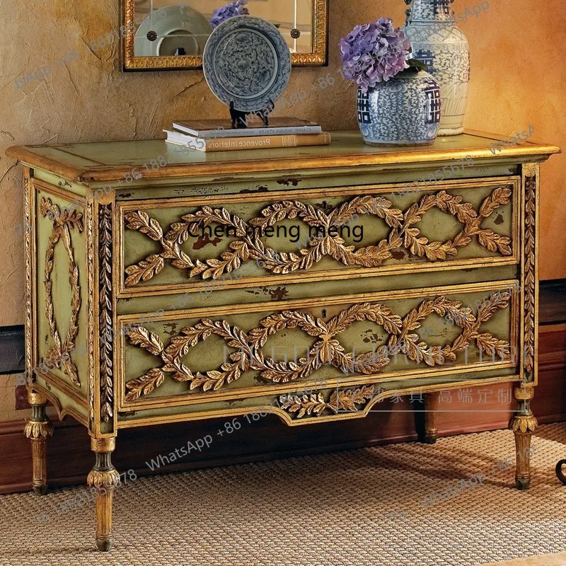 

American rural solid wood chest retro and old porch cabinet living room high-end custom antique decorative cabinet