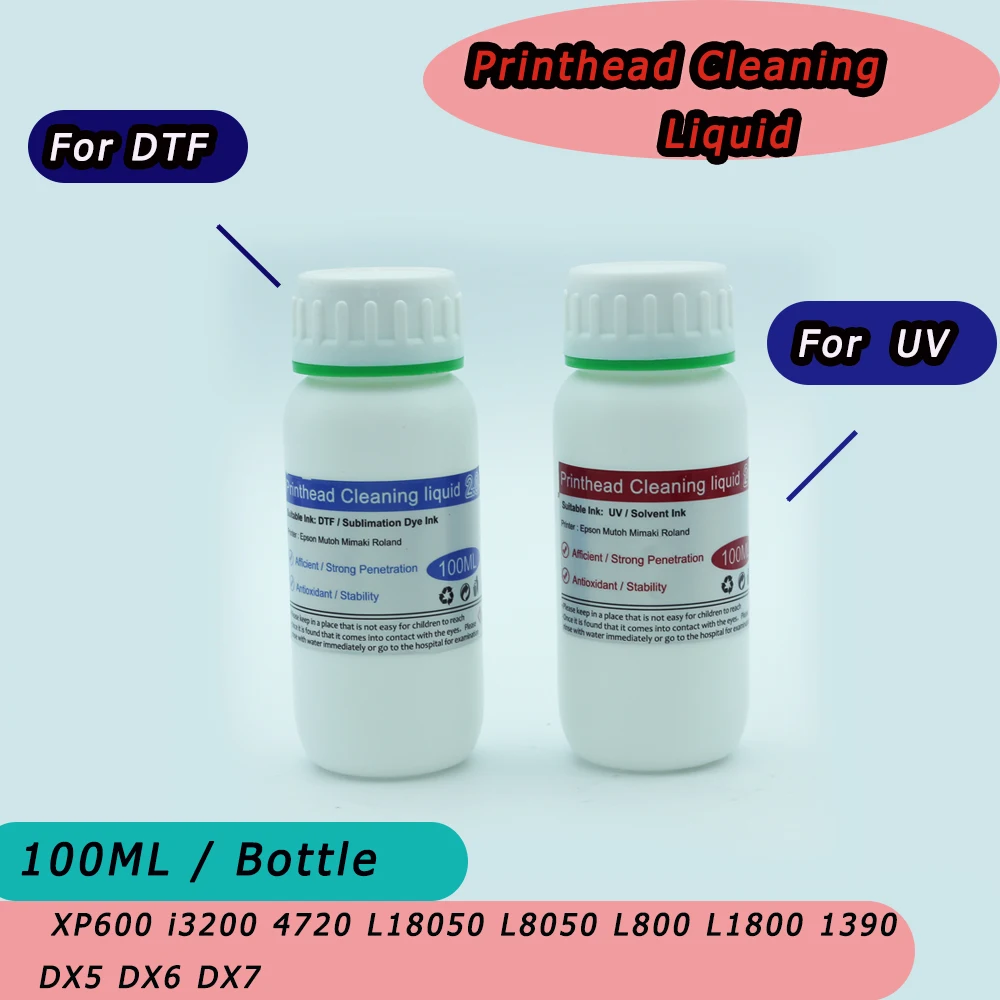 Print Head Cleaning Liquid Cleaner Unclog DTF Sublimation Pigment Eco Solvent UV Ink Print Head Repair Clogged XP600 4720