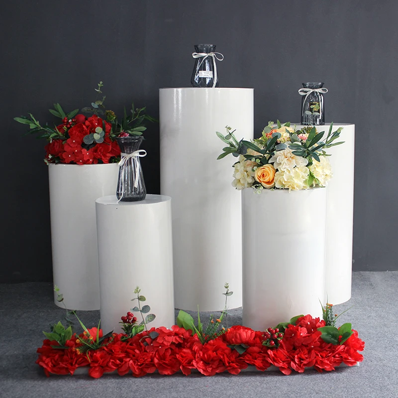 

5Pcs Event Decor Cylinder Pedestal Stand Metal Risers Set Dessert Cake Stand Wedding Table Birthday Party Decorations