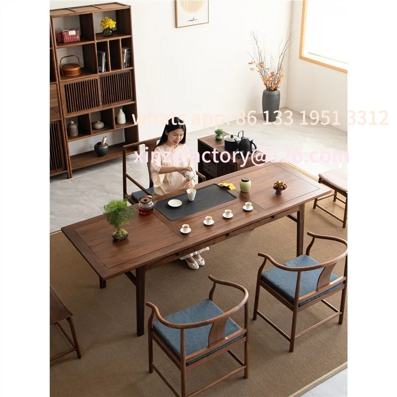 

Customizable tea table and chair combination black walnut modern minimalist coffee table tea table