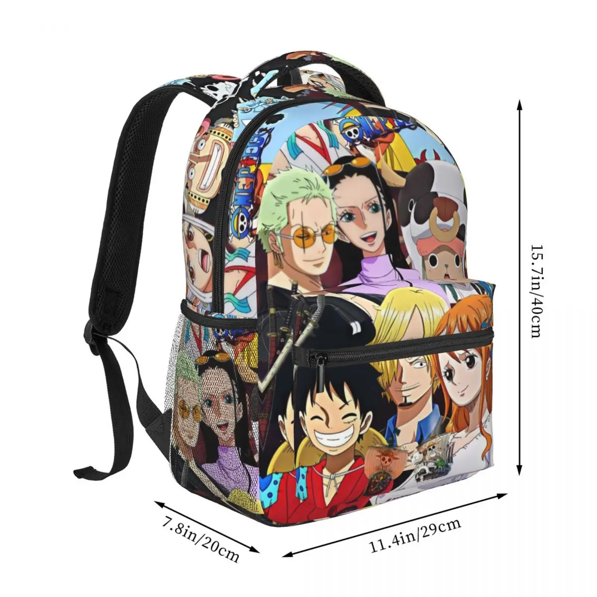 Cartable décontracté léger imprimé One Piece, école, extérieur, shopping, bureau, 17 pouces