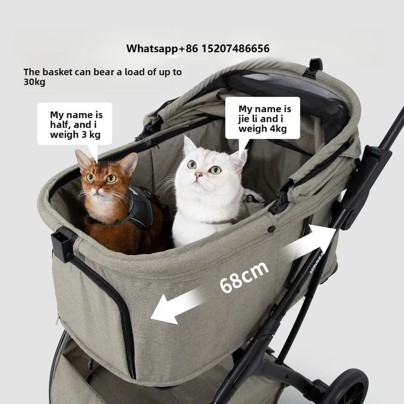 Metal Pet Stroller Cats Dogs Universal Lightweight One-Click Automatic Folding Outdoor Portable Large-Capacity