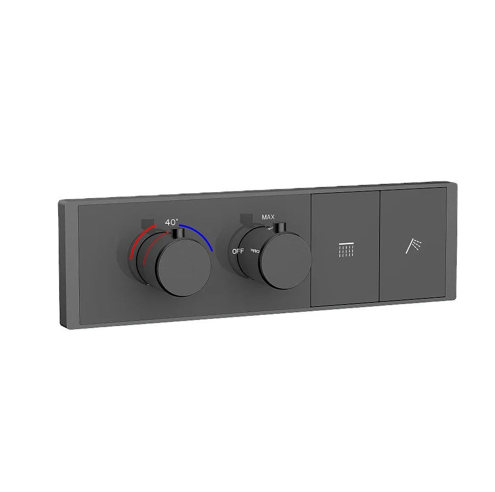 Gun Metal Tempered Glass Escutcheon Concealed Bath Shower Faucet Mixer with 2 3 4  5 Way Diverter for Bathroom