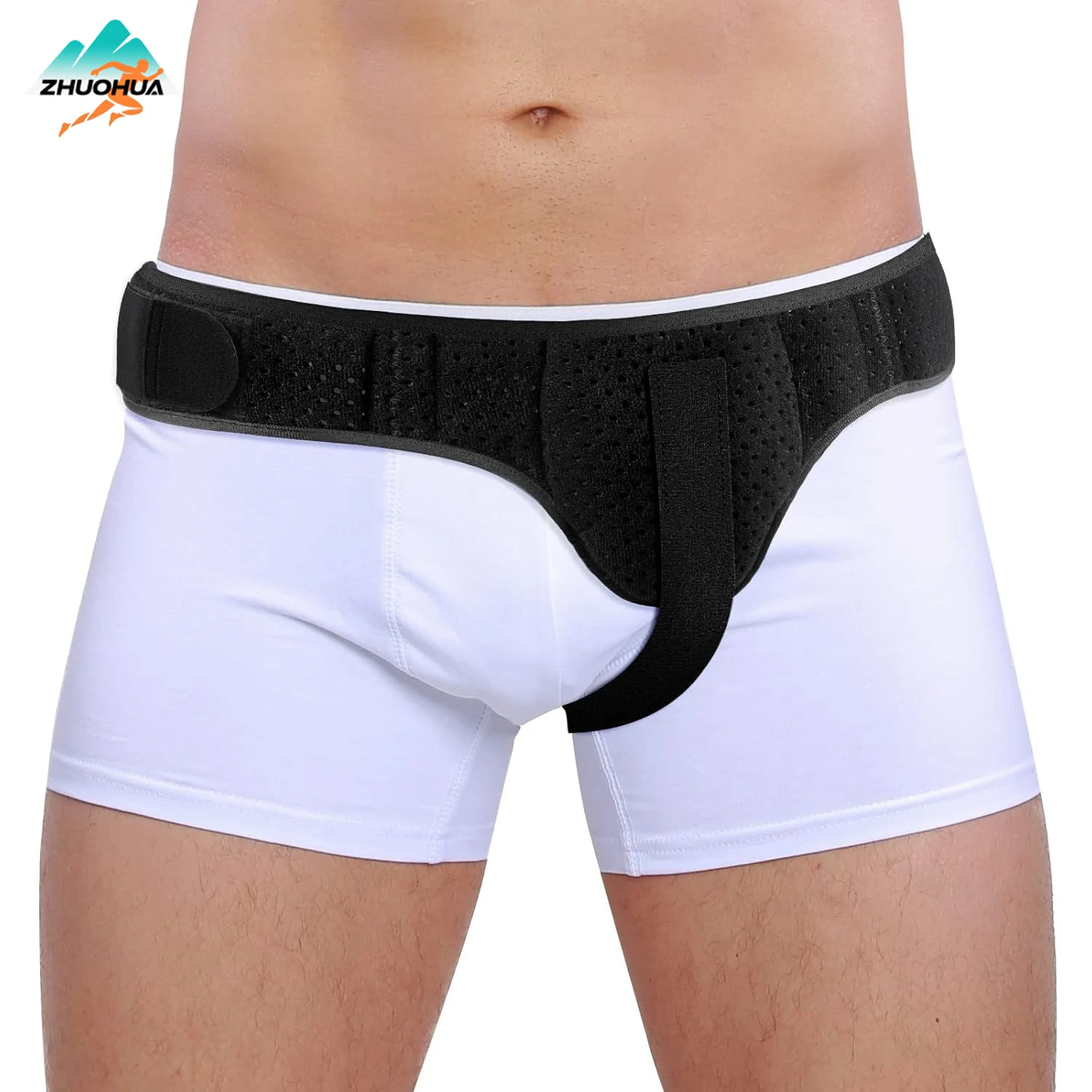 

ZHUOHUA Hernia Belt for Men & Women - Left/Right Side Inguinal Hernia Support with Removable Compression Pads, Black