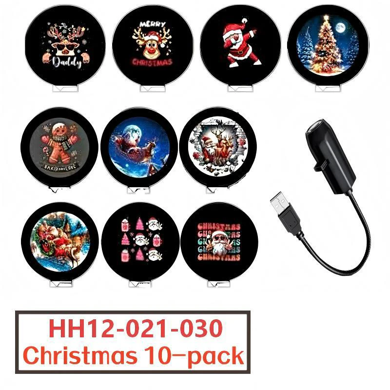 Christmas USB LED Projection Light Creative Planet Moon Light 6/10 Patterns Deer Santa Christmas Atmosphere Light Festival Decor