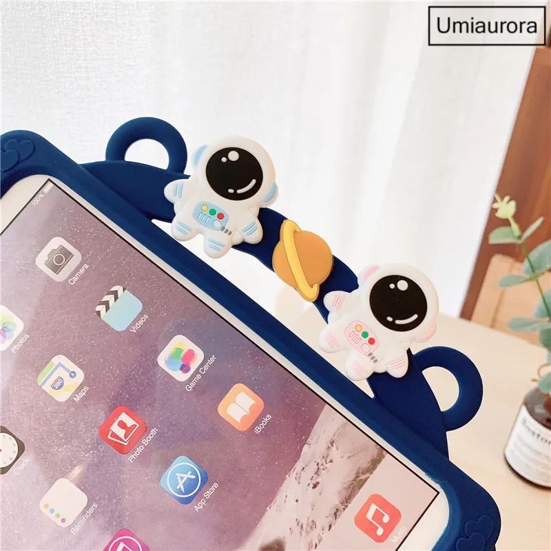 Funda de silicona con dibujos animados para iPad, carcasa protectora con asa para iPad Mini 6 9,7 Pro 11 7th 8th 9th Gen 10,2 2021 Air 1 2 3 4 5