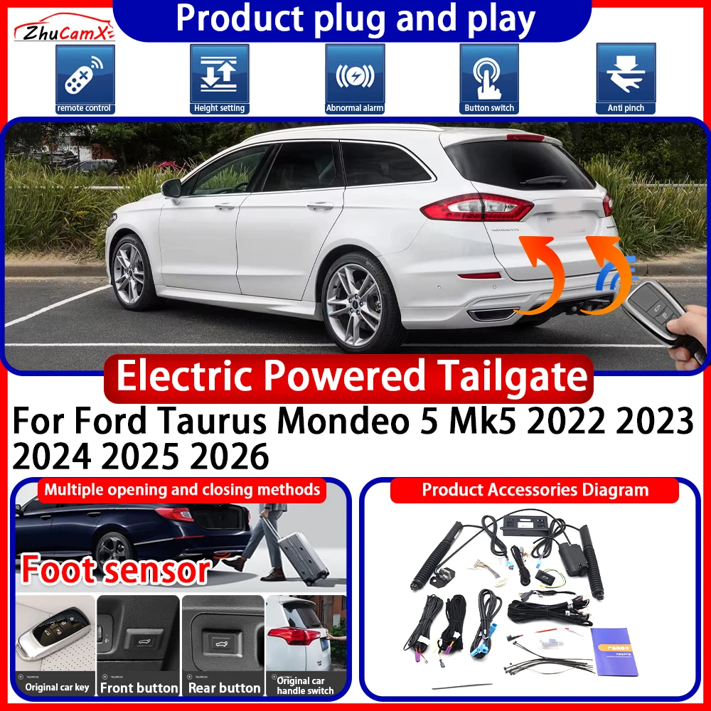 ZhuCamX OEM Powered Tailgate for Ford Taurus Mondeo 5 Mk5 2022 2023 2024 2025 anti pinch Smart Intelligent Control Gate Lift Kit