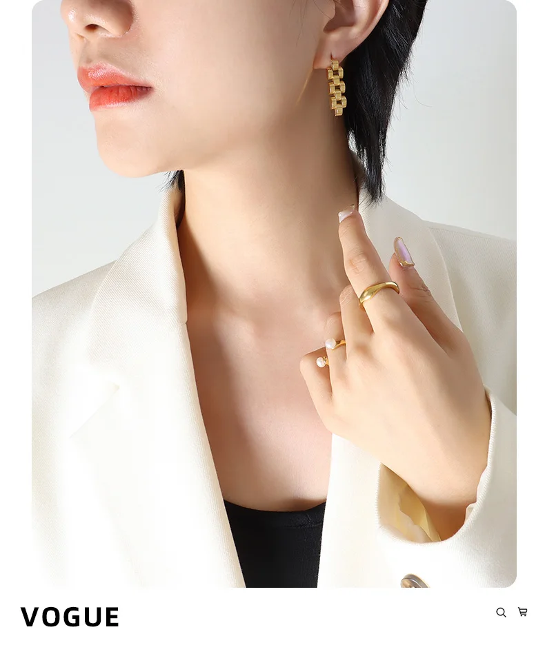 Uhr Kette Ohrringe Schmuck Edelstahl Ohrringe Kreative Schmuck Damen Mode Zubehör Persönlichkeit Trend Großhandel – Detail 3